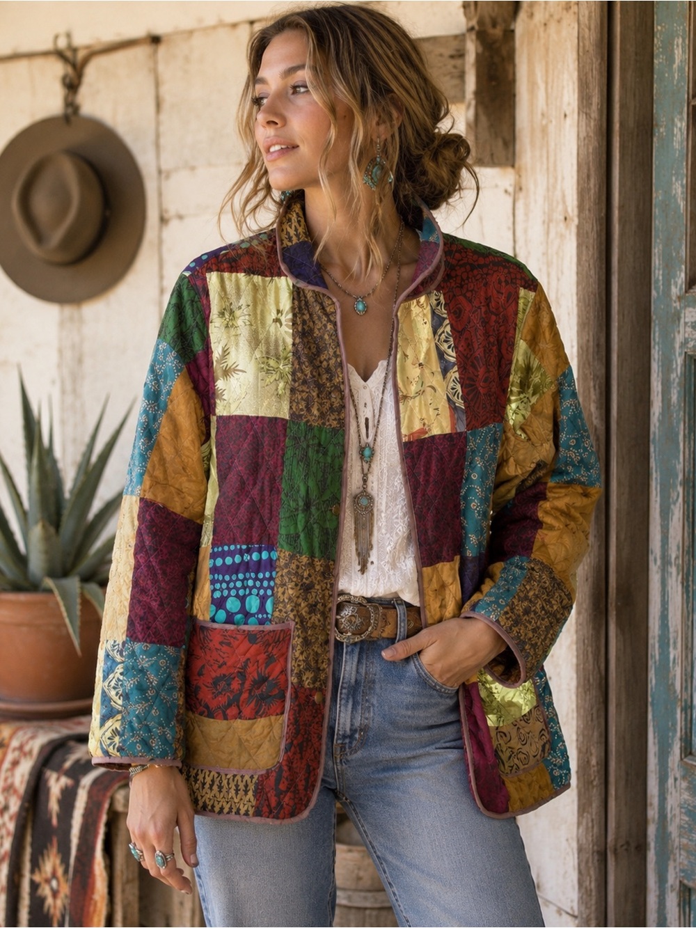 Rare Vintage Blair Reversible 100% Silk Jacket – Colorful Patchwork Size M